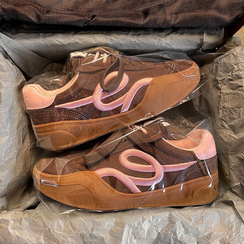 [Same Style as Zhang Yifan] Public Edition Caramel Series Talitaqoom Retro Embroidered Thick-Soled German Training Shoes Casual Shoes