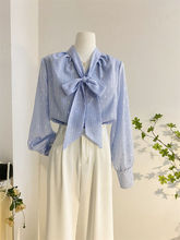 领蝴蝶结雪纺衫春宽松百搭灯笼袖衬衫女设计感洋气长袖上衣