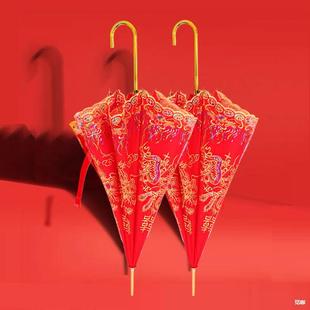 85N Red Umbrella Wedding Bridal Umbrella Wedding Wedding Umbrella Lace New Chinoiserie Wedding Long Handle Umbrella Retro Red Umbrella