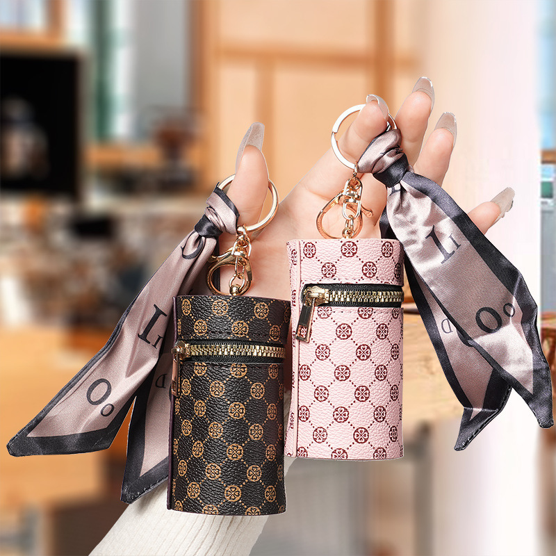 High-End Retro Bucket Lipstick Bag, Mini Keychain Bag, Simple Pendant, Coin Purse, Headphone Bag, Foreign Trade Wholesale