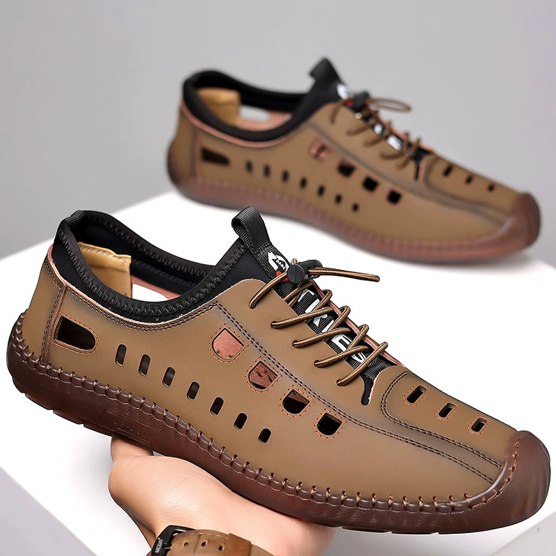 Мужские летние сандалии 2025 года, легкие, дышащие, повседневные, с открытым носком, в стиле крокодила, дропшипинг