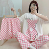 Summer cartoon pijama, shorts, trousers, set, with short sleeve, 3 piece set