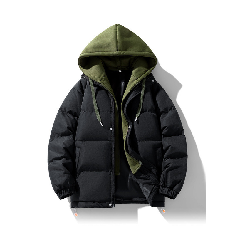 2024 nuevo estilo cálido más terciopelo grueso cómodo y transpirable moda casual pareja falso algodón con capucha de dos piezas