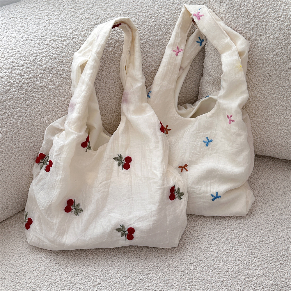 67g Weight Women's Polyester Cherry Bow Knot Cute Square Open Shoulder Bag