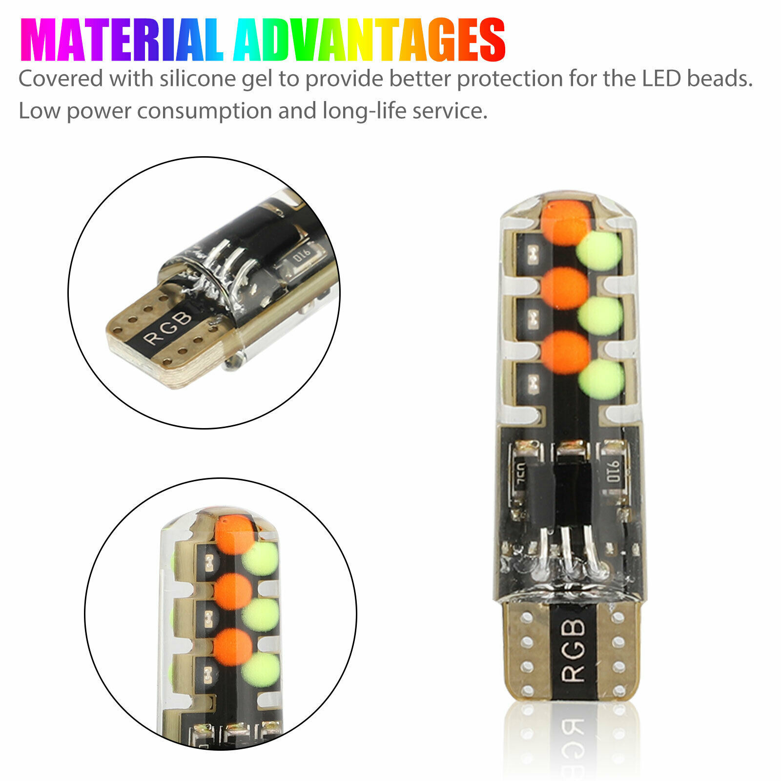 Lámpara de matrícula LED T10 12SMD patrón de parpadeo de silicona RGB luz de lectura remota luz de ancho luz pequeña