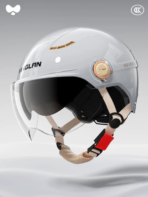 Yinglan Helmet Electric Vehicle Women's: Motosiklet kaskı (dəbilqə) - 3c-cold-light-gray-double-mirrors-inside-and-outside-new-national-standard-class-a-one-size-fits-all