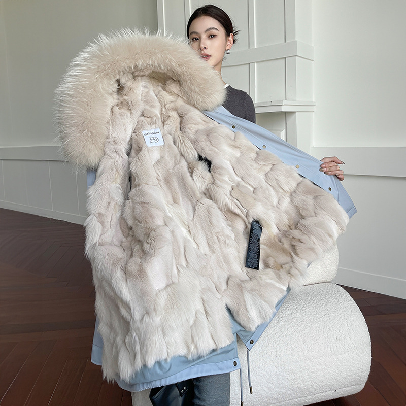 Fox Fur Parka Haining 2025 Winter Women's New Coat with Detachable Lining Fur Jacket Mid-Length
