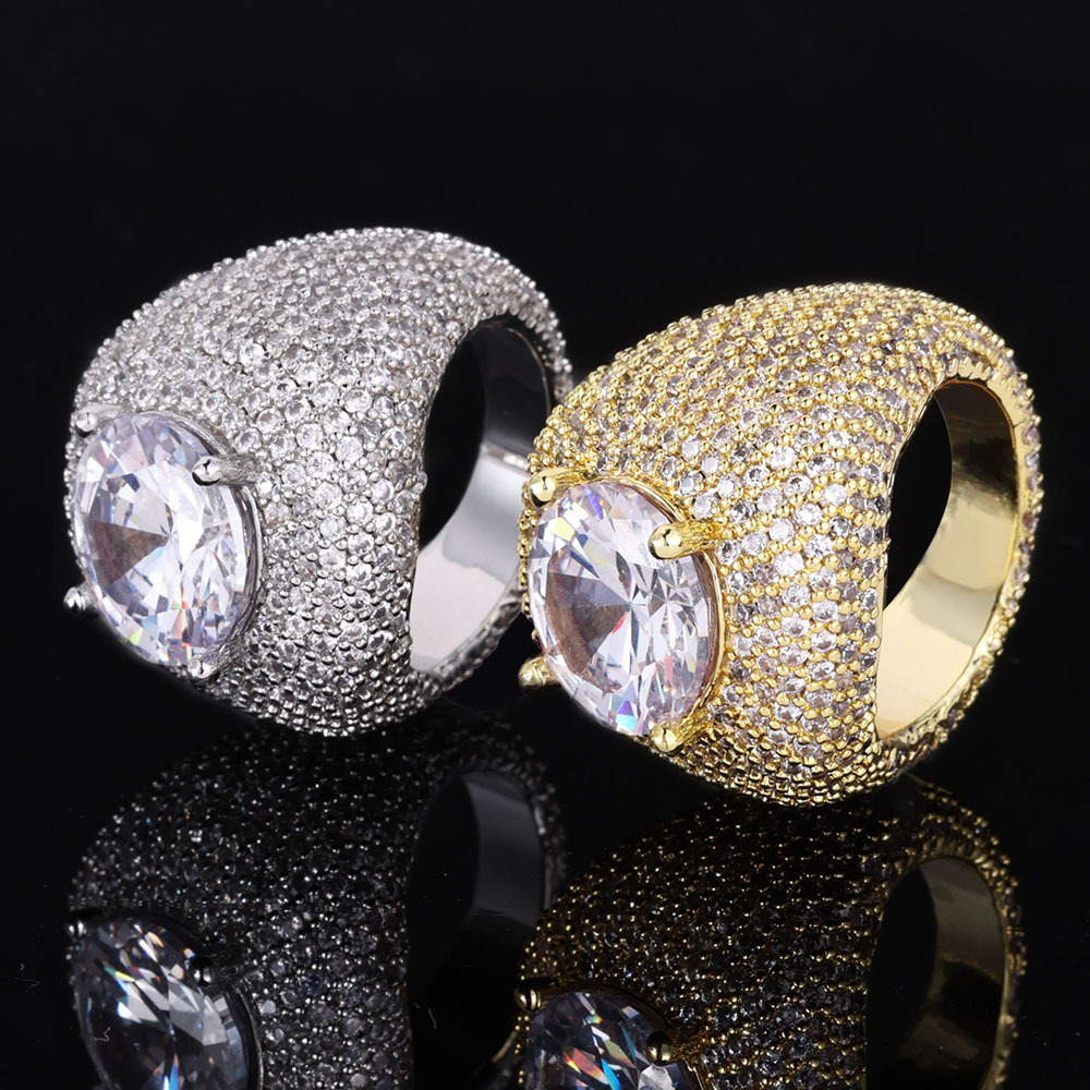 copper trend ring with zircon hip-hop style