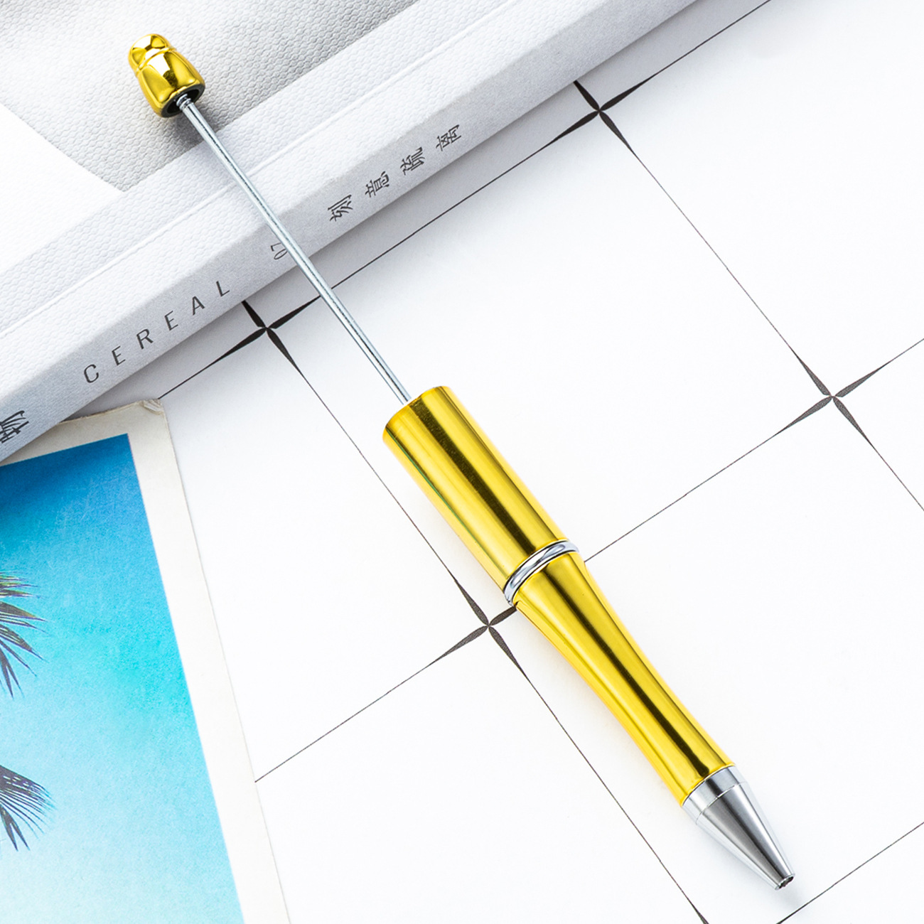 Nuevo bolígrafo de cuentas en stock UV galvanizado DIY creativo bolígrafo de cuentas de plástico imprimible al por mayor bolígrafo