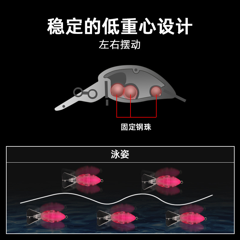 Leサニー2025新型管釣り沈水小太ったルアー40mm2.1g黒坑マス馬口餌|undefined