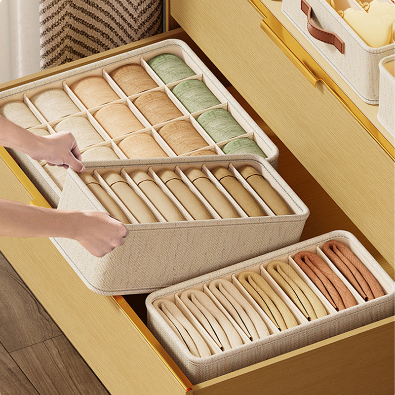Underwear Storage Box, Household Drawer-Type Compartment Artifact, Wardrobe, Intimates and Socks Three-In-One Organizing Box