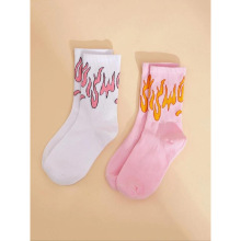 E 13324 Flame Print sport Crew Socks ����ӡ���˶���Ͳ��