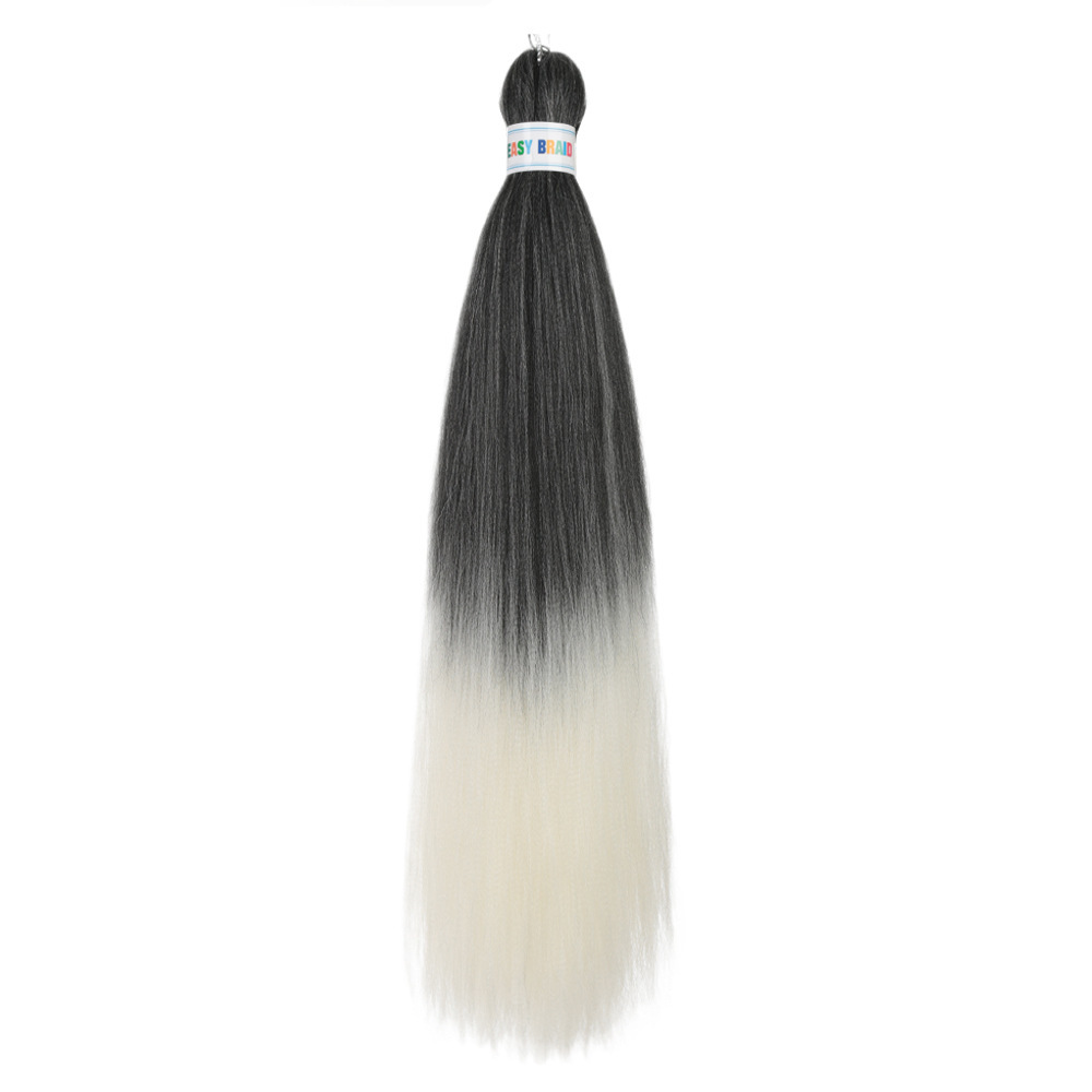 Trenzas fáciles de hacer de 26 pulgadas, cabello sintético colorido, trenzas grandes EZ, fibra sintética de baja temperatura, color degradado, cabello largo y liso.