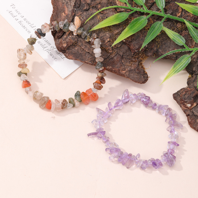 Organic red purple agate crystal bracelet natural stone handmade
