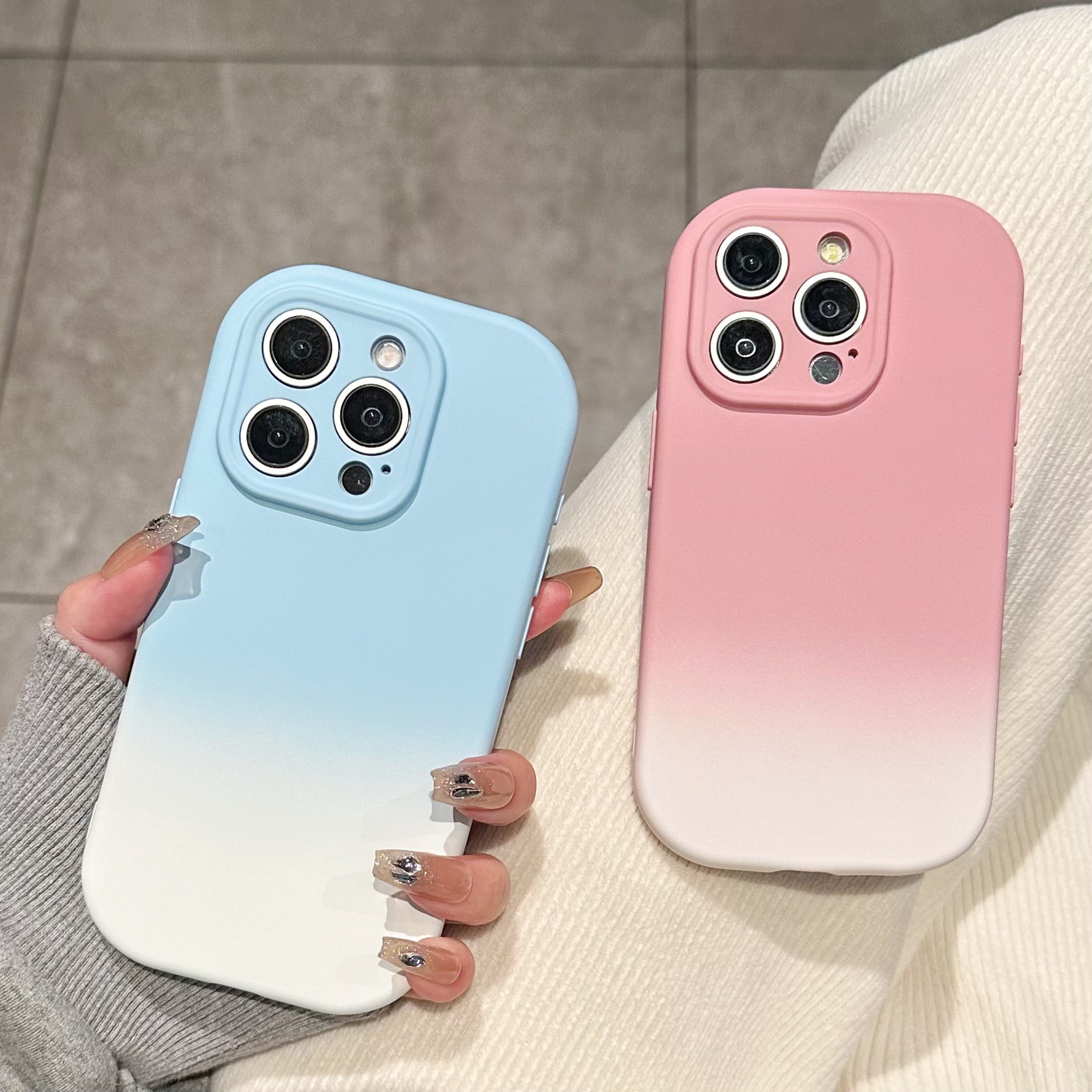 Funda para teléfono móvil 16ProMax de gradiente redondeado de alto valor ins 13 para Apple 14/15 nuevo iPhone 16 femenino