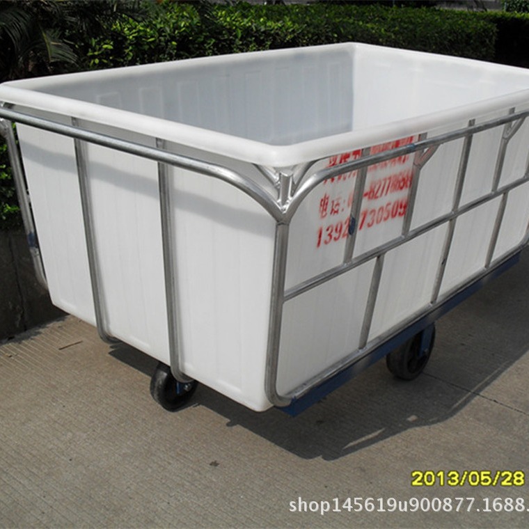 厂家批发加厚聚乙烯纺纱桶手推车/1550L耐摔耐撞击染布车