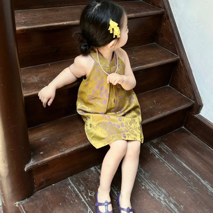 New Chinese Style Children's Clothing Girls' Cheongsam Dress 2025 Summer New Children's Retro Chinese Style Hanfu Dress Vest Dress