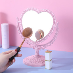 European-style double-sided vanity mirror, retro desktop round table mirror, simple bedroom large dressing table rotating mirror