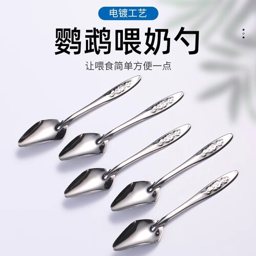 Parrot feeding device, hand-raised myna, black phoenix, tiger skin, baby bird milk powder feeding spoon, stainless steel spoon