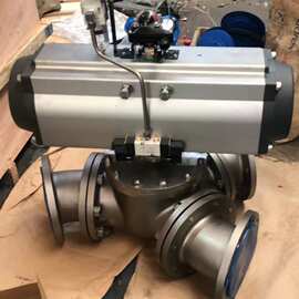 Q642F-10P气动Y型135°C球阀 双作用三通不锈钢球阀图片