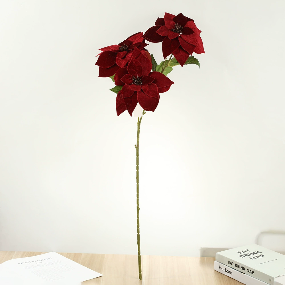 Праздничные искусственные цветы poinsettia для украшения интерьера, цветы дома, флористические украшения, макет рождественской сцены, искусственные цветы