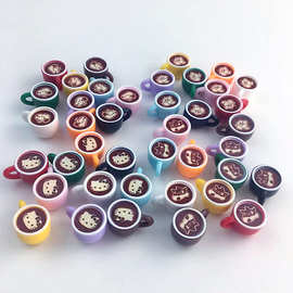 树脂迷你仿真卡通拉花咖啡杯立体食玩DIY饰品配件微景观模型摆件