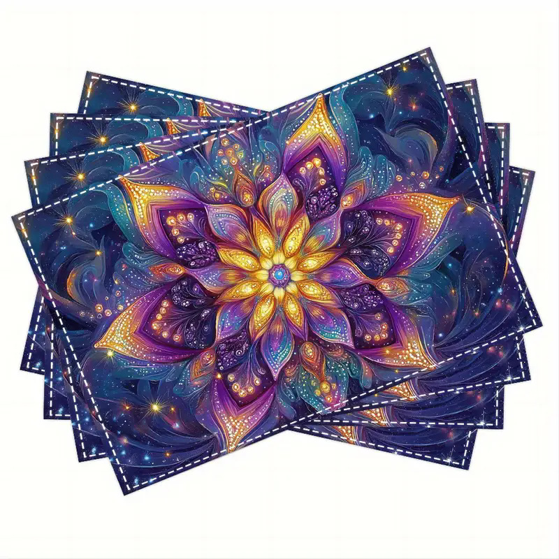 Manteles individuales navideños de lino estampado, decoración de mesa resistente al calor