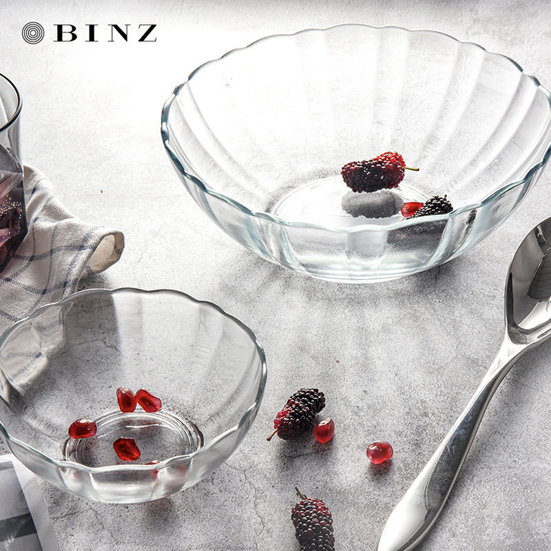 玻璃碗套裝玻璃碗水果沙拉碗冰激淩碗碟子大小號甜品碗飯碗水果盤