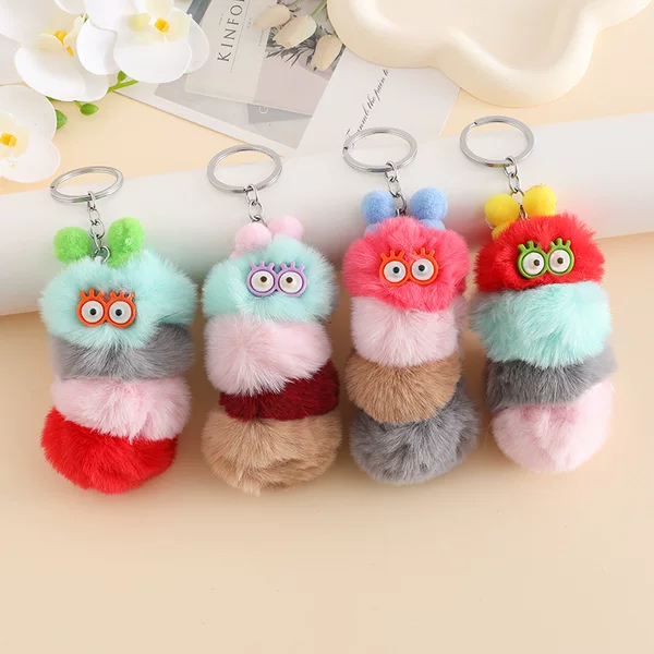 Plush Caterpillar Bag Pendant Cute Cartoon Doll Doll Bag Accessories Trendy Play Keychain Hanging Wholesale