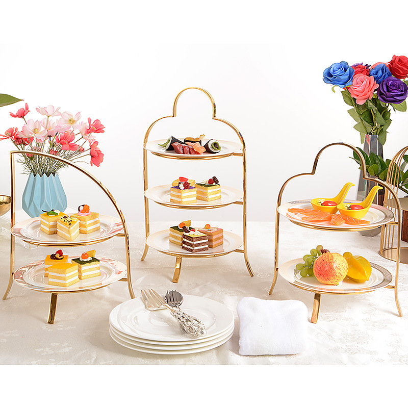 Three -layer afternoon tea subtitaus racks Cold meal cake dessert…