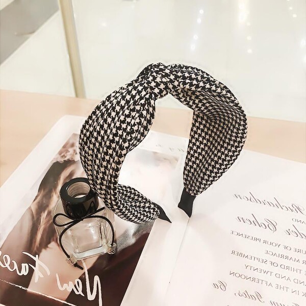 高级感千鸟格发卡发箍宽边发带夏季薄款网红2021气质发窟碎发头箍