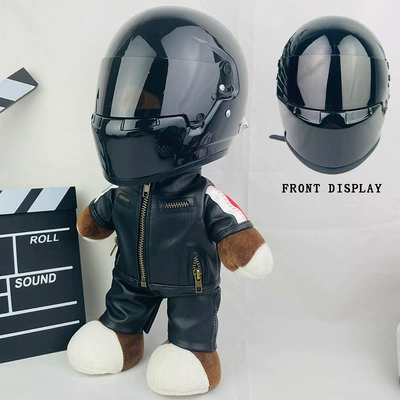 Doll Helmet Battery Car Decoration: Motosiklet dəbilqələri - 28cm-black-leather-f1-black-new-helmet-type-anti-collision-layer