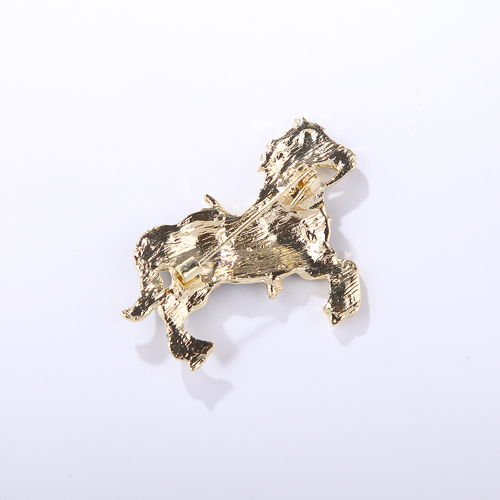 New European and American Personalized Enamel Rhinestone Oil Dripping Twelve Zodiac Horse Brooch Exquisite Suit Coat Corsage Jewelry Pin