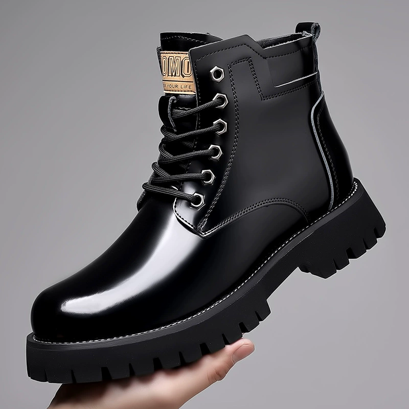 Boots (Martens Lsyd22) men's winter high ankle leather boots, plush‑lined option, sizes 38–44