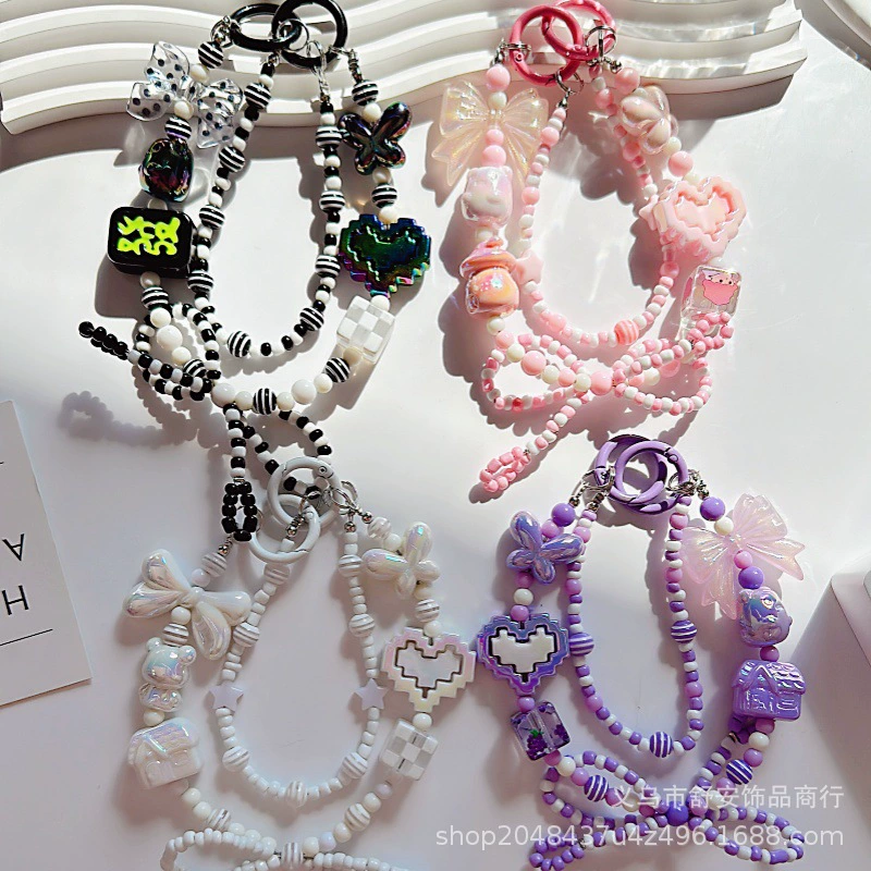 Acrylic keychain with bow, bag, pack, decorations, hand painting