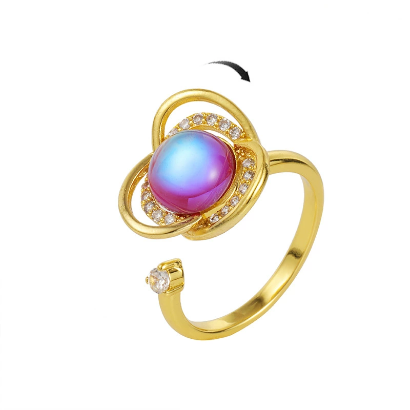Golden trend ring, 750 sample gold, simple and elegant design, on index finger