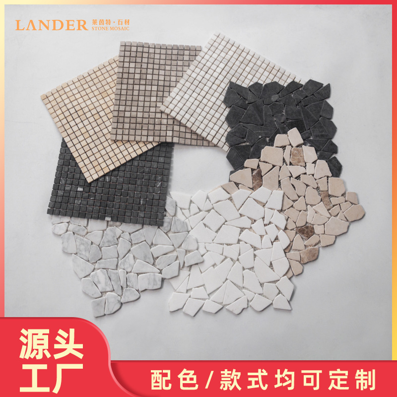 Factory Custom Natural Marble Mosaic Pebbles Kitchen Shower Room Wall Stone