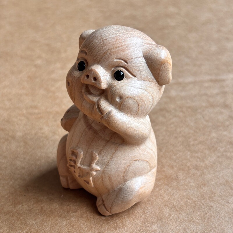 批发桃木十二生肖猪摆件木雕手工雕刻吉祥生日礼物工艺品家居|undefined