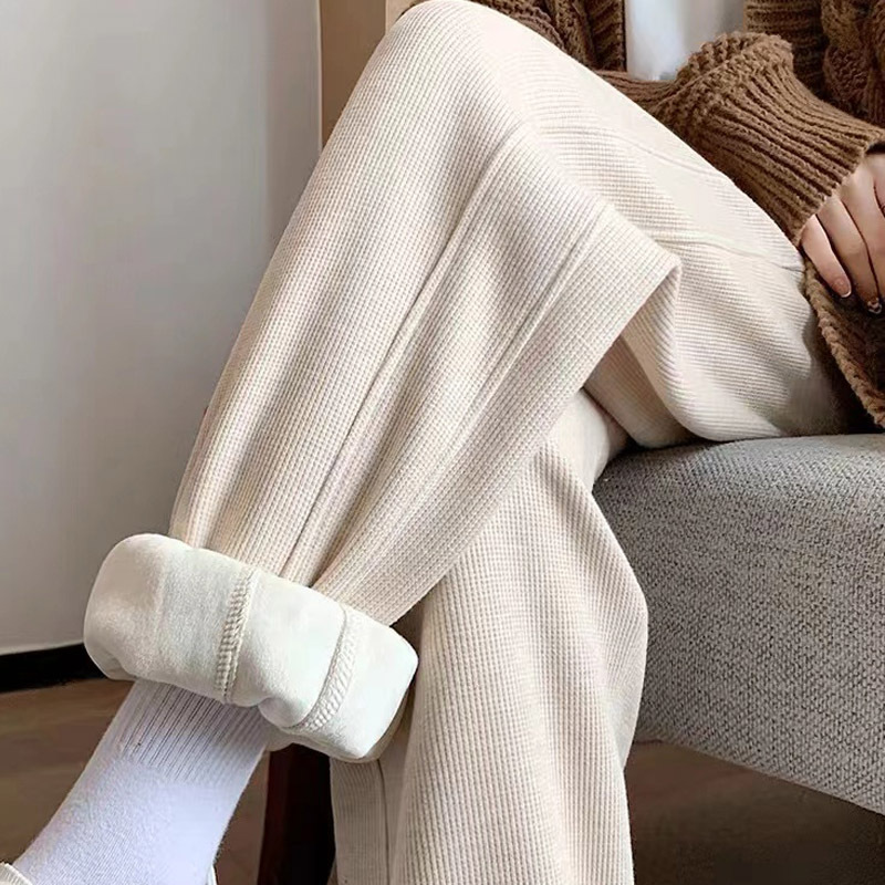 Maternity Pants Autumn and Winter Fashion Outerwear Fleece Thickened Non-Tightening Loose Casual Sweatpants Maternity Wear