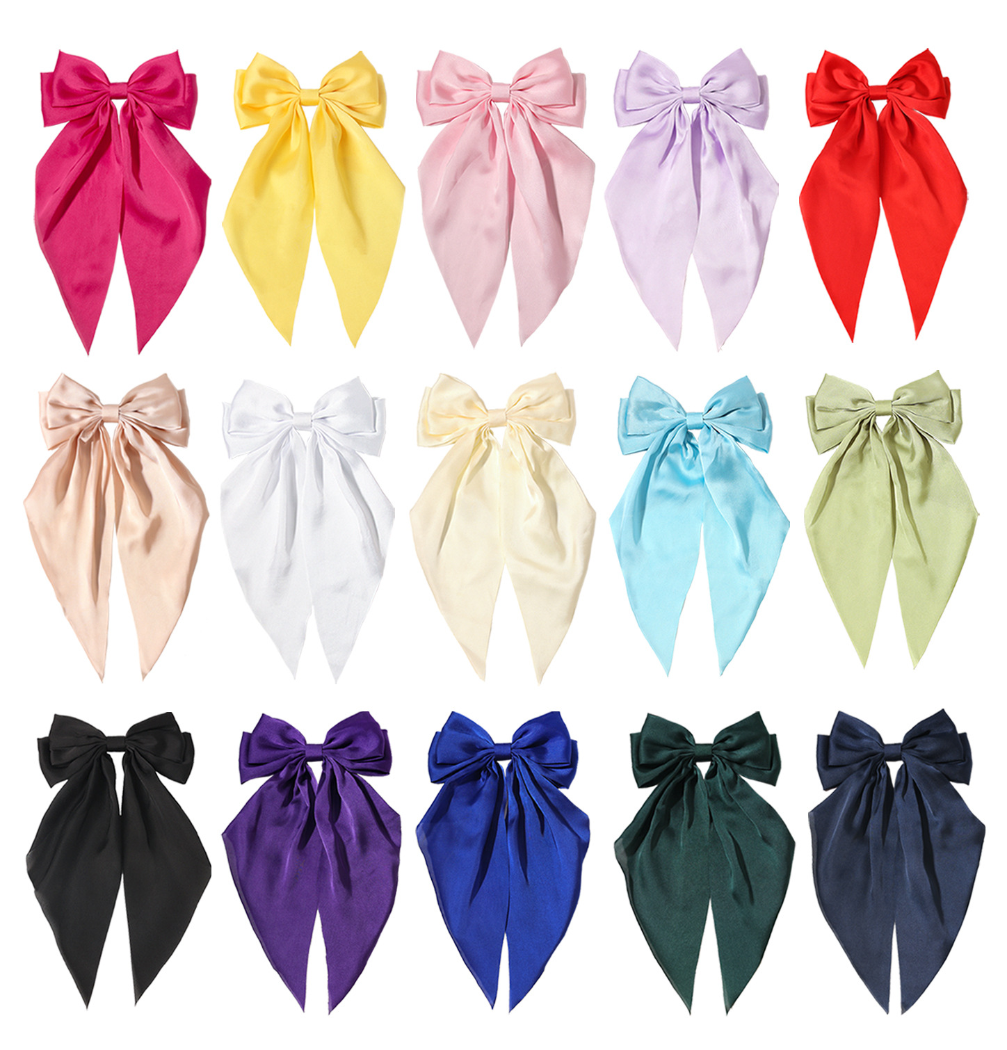 15 colors hair bow clips long