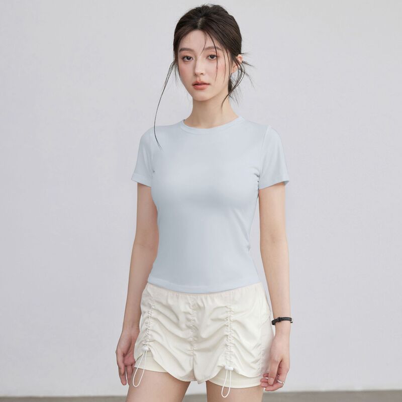 2025运动短袖女2025夏季新款透气健身衣跑步训练瑜伽上衣女t恤|undefined