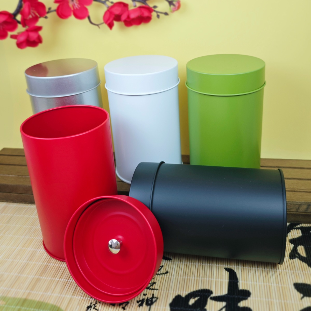 In-Stock 75 Round Lidded Matte Black Inner Lid Loose Leaf Tea Tin Cans Taiwan Tea Cans Coffee Candy Packaging Tin Boxes