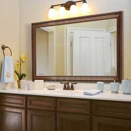 复古木框镜子妆容实木浴室镜欧式复古卫浴美式盆卫生间ootd穿搭