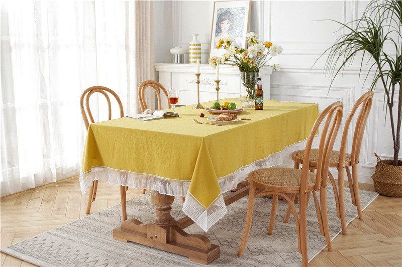 Romantic Solid Colour Washed Cotton Lace Tablecloth For Dining_voghion.com