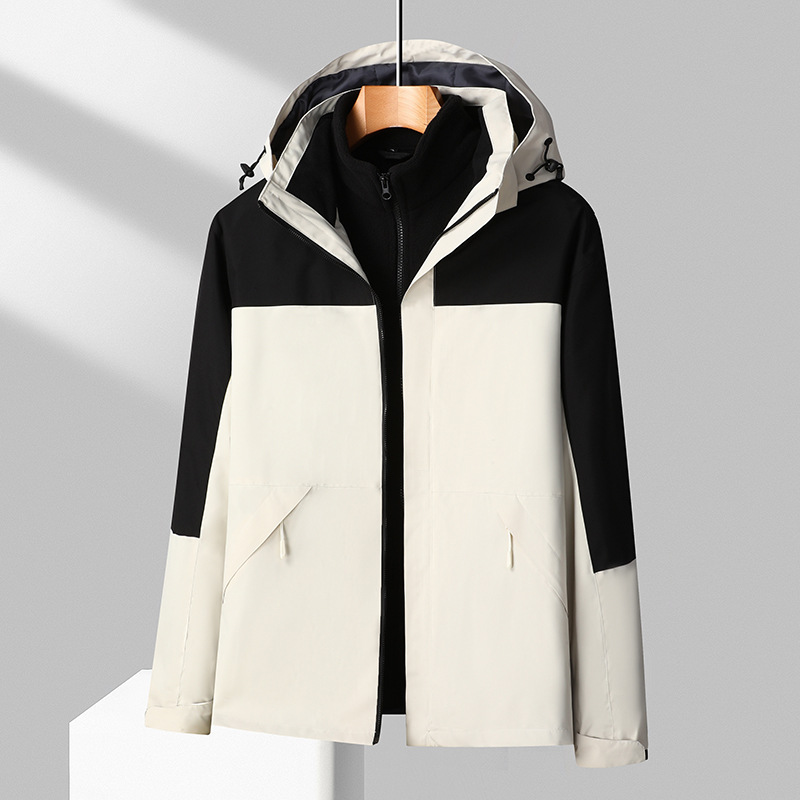 Outdoor Autumn and Winter Jacket Three-In-One Men's and Women's Two-Piece Detachable Windproof, Waterproof and Warm Mountaineering Jacket