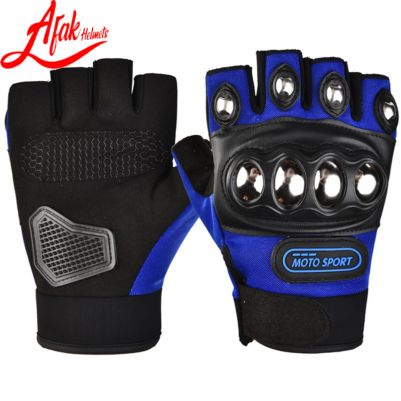Afak motocicleta montar acero Shell medio dedo guantes hombres y mujeres al aire libre protector largo dedo duro Shell