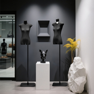 Black Flat Body Model Props Flat Chest Korean Style Half-Length Window Display Women's Clothing Store Model Display Stand Full Body