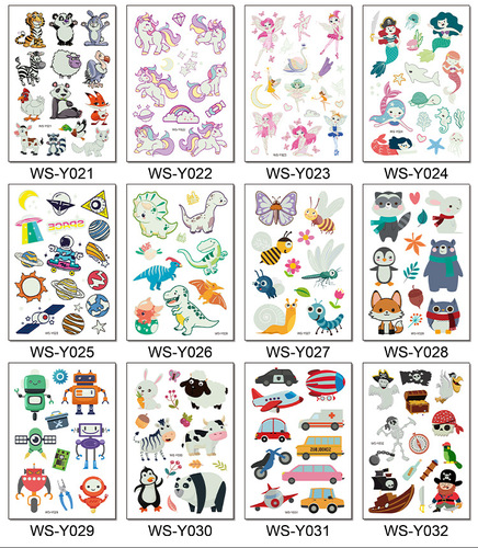 Children's cartoon luminous tattoo stickers waterproof temporary cute dinosaur unicorn mermaid tattoo tattoo stickers