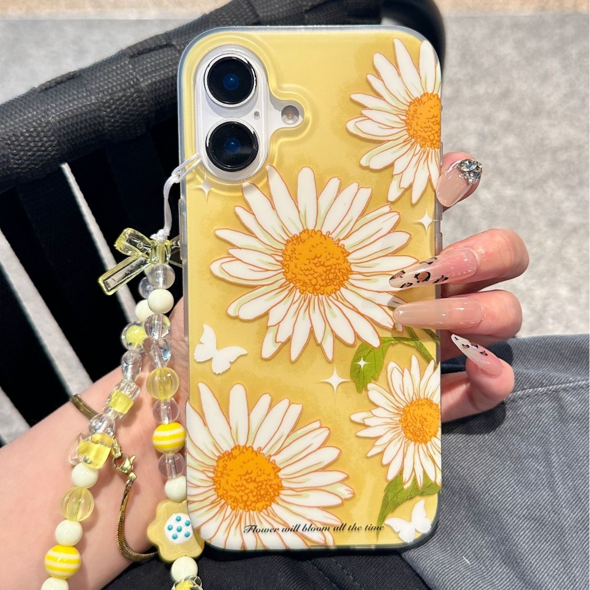 Flores de margarita frescas de verano para Apple 16Pro funda para teléfono 15/14 Nueva pareja de 15PM 16PM hembra 13