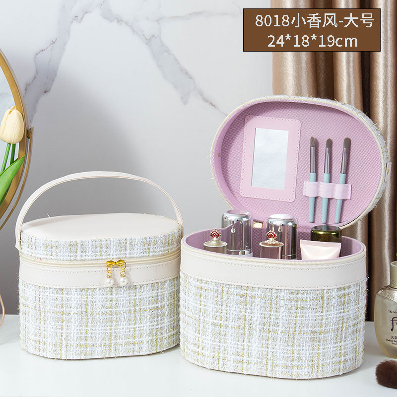 2025 nuevo estuche de cosméticos de gran capacidad, maleta de burbujas de cuero de pu, caja de almacenamiento de herramientas de belleza portátil de alto valor
